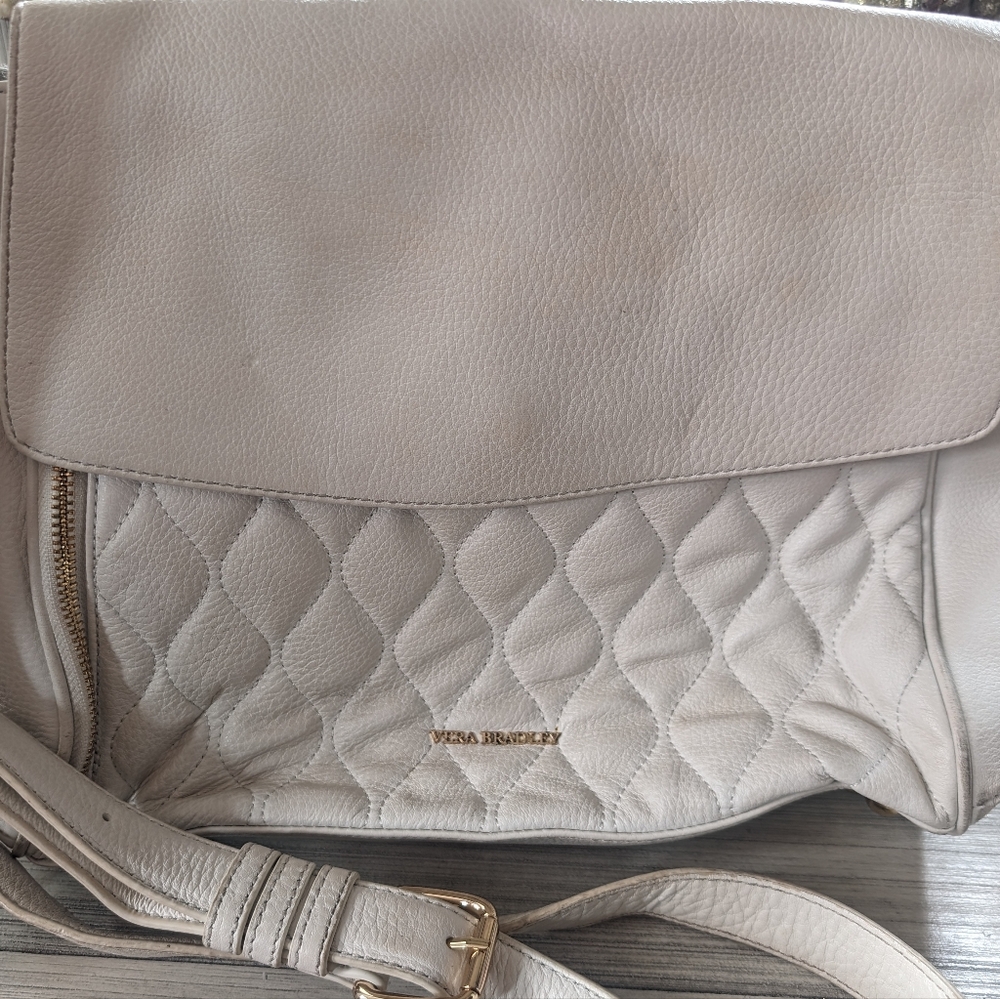Vera Bradley white Leather quilted crossbody purse